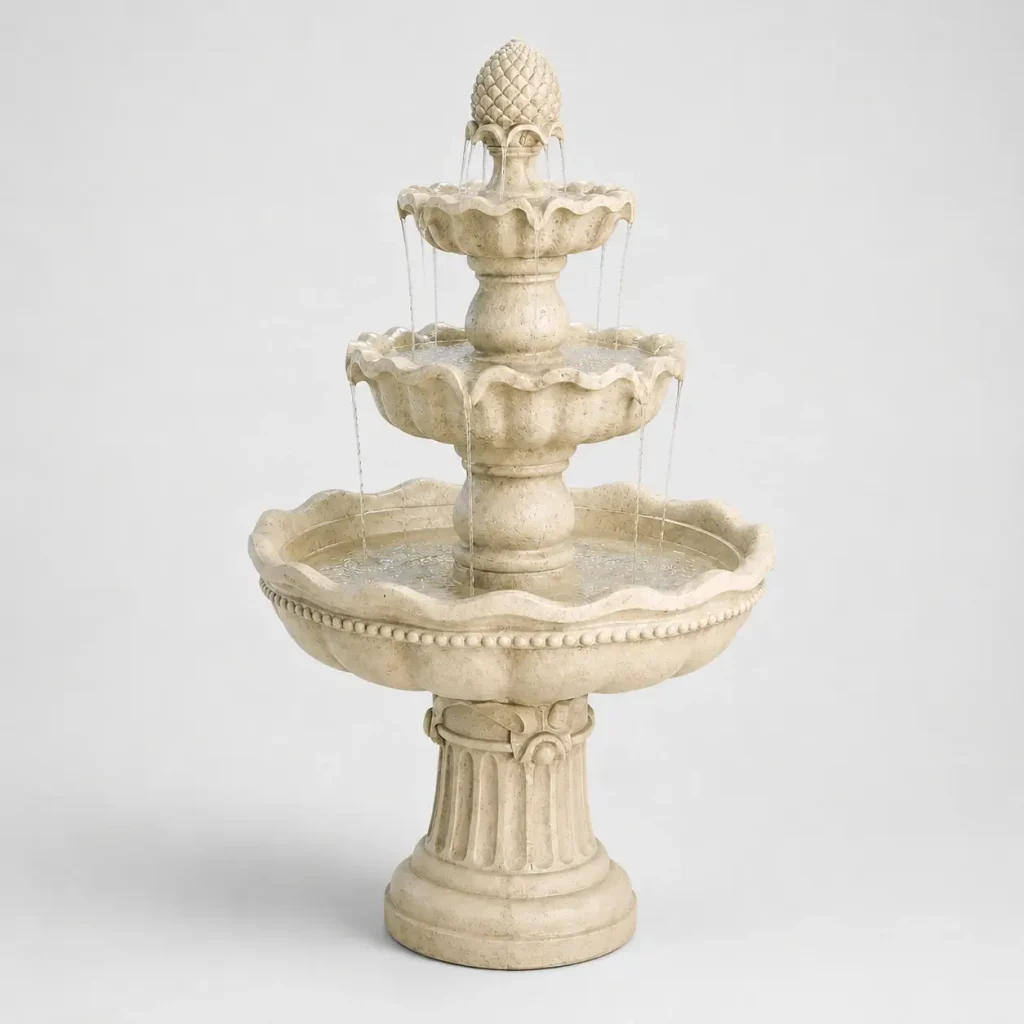 Hand-Carved Makrana Marble Water Fountain