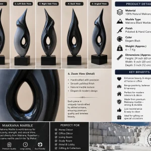 Makrana Black Marble Abstract Sculpture for Modern Decor thumbnail