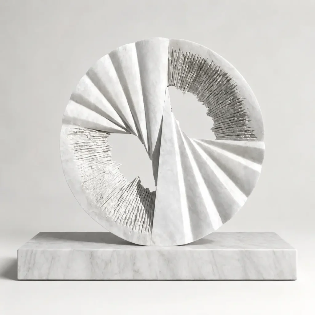 Hand Carved Makrana Marble Abstract Sculpture for Luxury Interiors