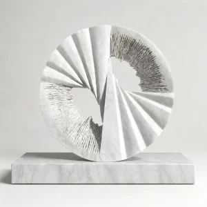 Hand Carved Makrana Marble Abstract Sculpture for Luxury Interiors