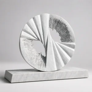 Hand Carved Makrana Marble Abstract Sculpture for Luxury Interiors thumbnail