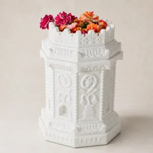 Makrana Marble Tulsi Pot for Home, Temple & Garden thumbnail