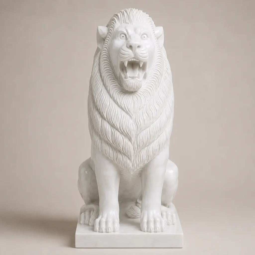 Makrana Marble Lion Statue