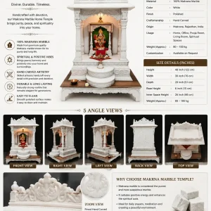Luxury White Makrana Marble Mandir for Home thumbnail
