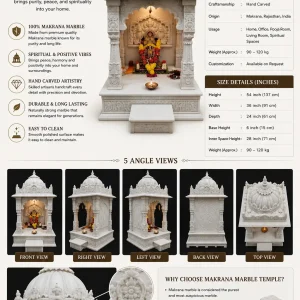 Hand Carved Makrana Marble Home Temple for Pooja Room thumbnail