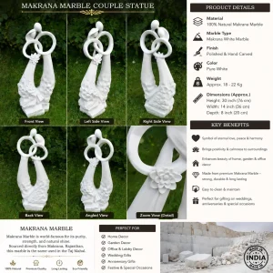 Hand Carved Makrana Marble Couple Statue for Home Decor & Gifts thumbnail