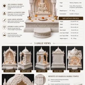 24 Inch Hand Carved Makrana Marble Home Temple thumbnail