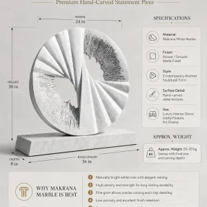 Hand Carved Makrana Marble Abstract Sculpture for Luxury Interiors thumbnail