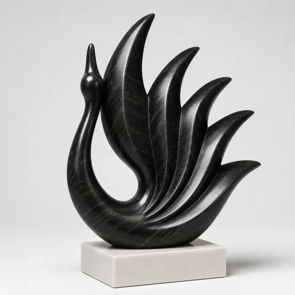Elegant Makrana Marble Swan Sculpture for Premium Spaces