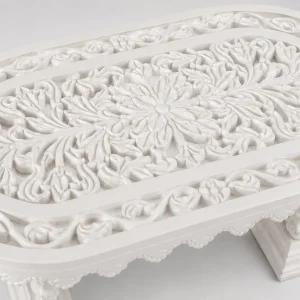 White Makrana Marble Hand-Carved Coffee Table thumbnail