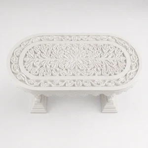 White Makrana Marble Hand-Carved Coffee Table thumbnail
