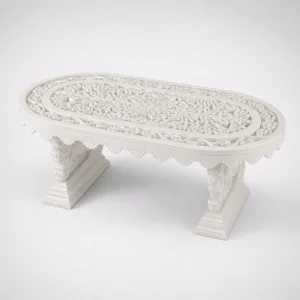 White Makrana Marble Hand-Carved Coffee Table thumbnail
