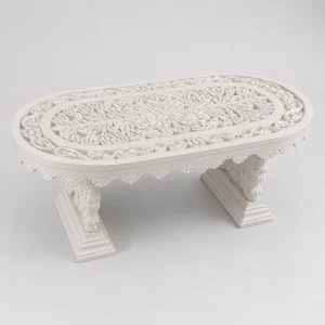 White Makrana Marble Hand-Carved Coffee Table thumbnail