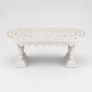 White Makrana Marble Hand-Carved Coffee Table