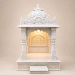 Hand Carved Makrana Marble Home Temple for Pooja Room
