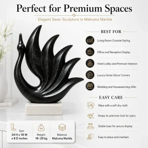 Elegant Makrana Marble Swan Sculpture for Premium Spaces thumbnail