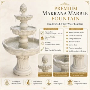 Hand-Carved Makrana Marble Water Fountain thumbnail