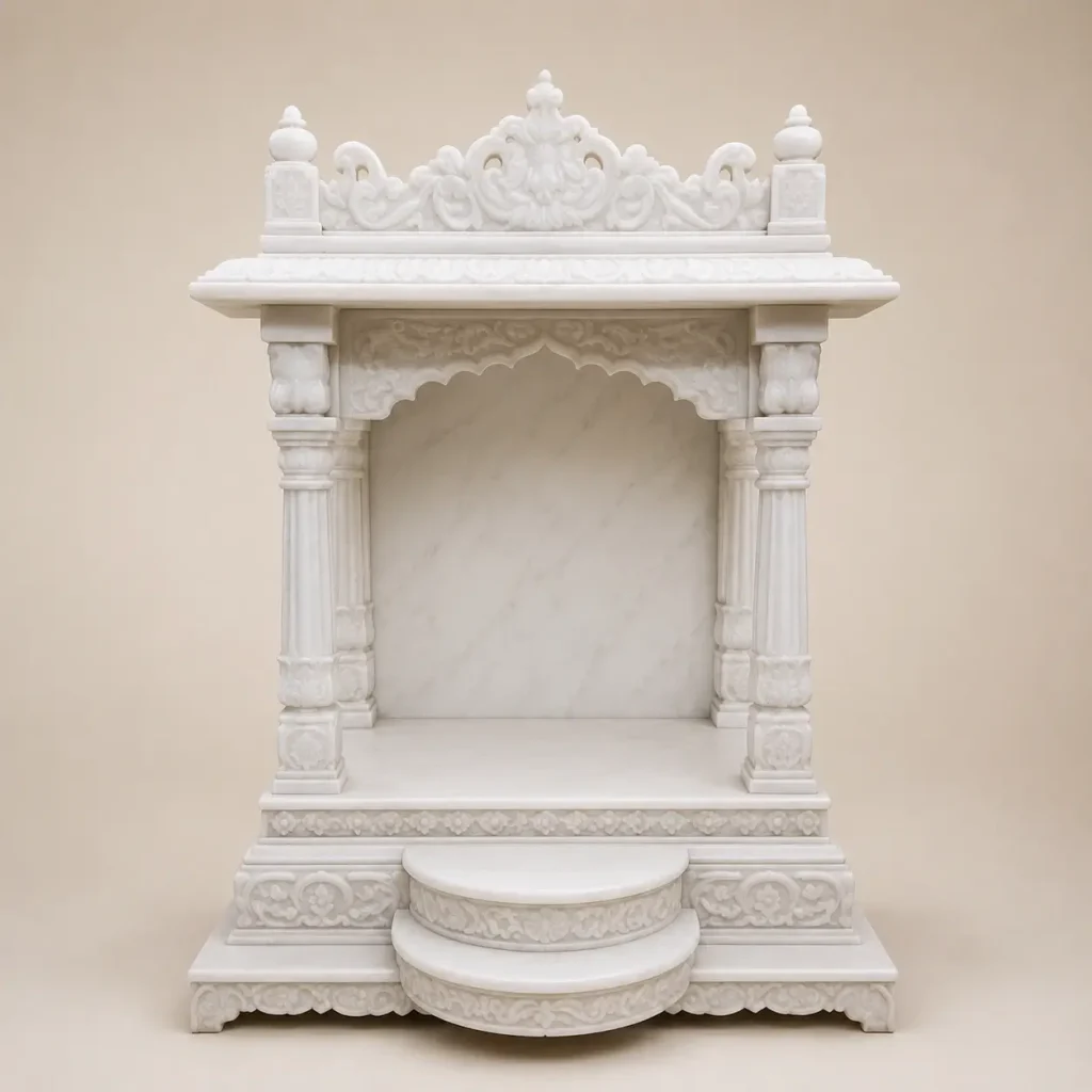 Luxury White Makrana Marble Mandir for Home