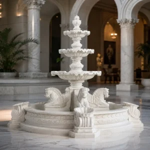 Hand Carved Makrana Marble Fountain for Garden & Villa thumbnail
