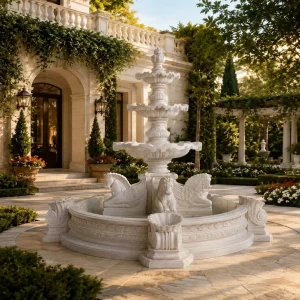 Hand Carved Makrana Marble Fountain for Garden & Villa thumbnail
