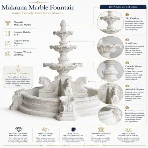 Hand Carved Makrana Marble Fountain for Garden & Villa thumbnail