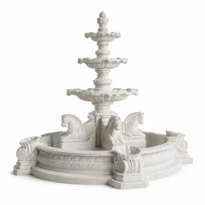 Hand Carved Makrana Marble Fountain for Garden & Villa