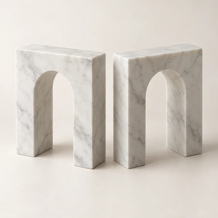Arch Cutout Marble Bookend Pair