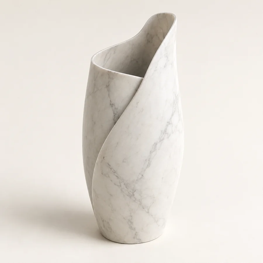 Asymmetric Fold Marble Vase