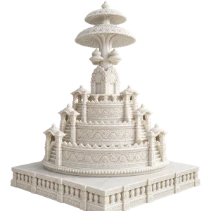 Circular Jain Marble Vedi with Layered Canopy