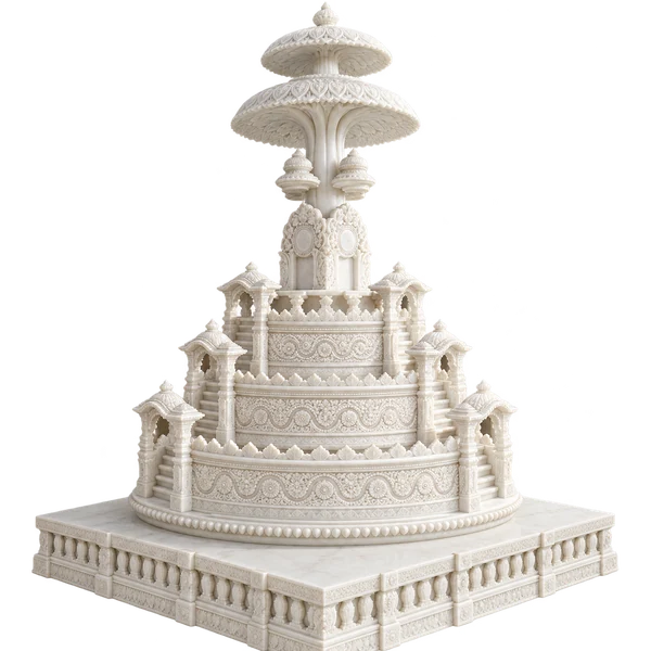 Circular Jain Marble Vedi with Layered Canopy