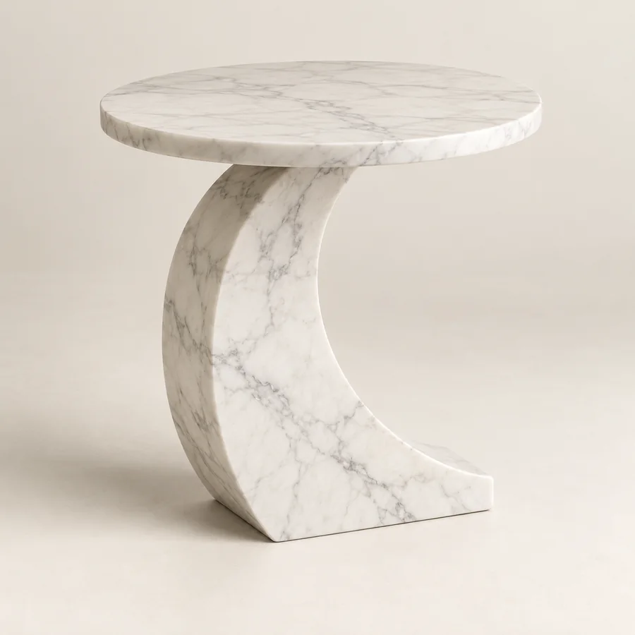 Crescent Base Marble Side Table