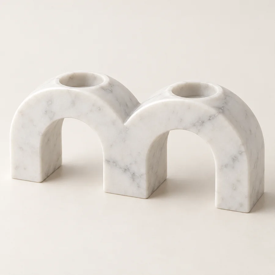 Double Arch Marble Tealight Stand