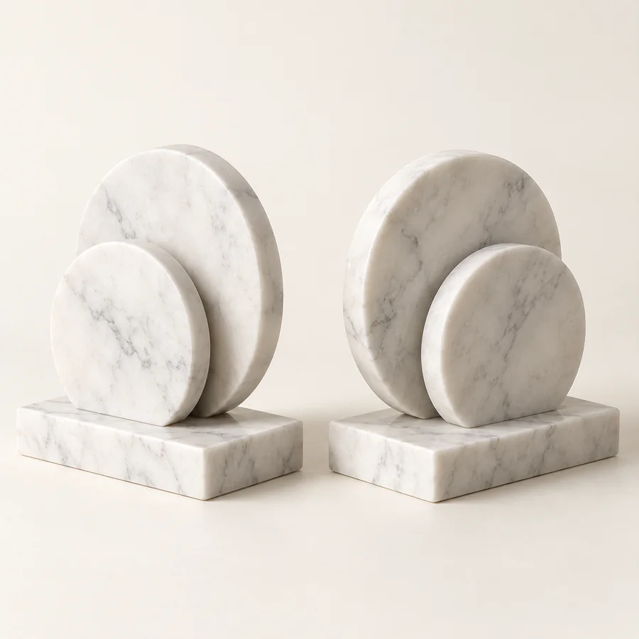 Double Disc Marble Bookend Pair