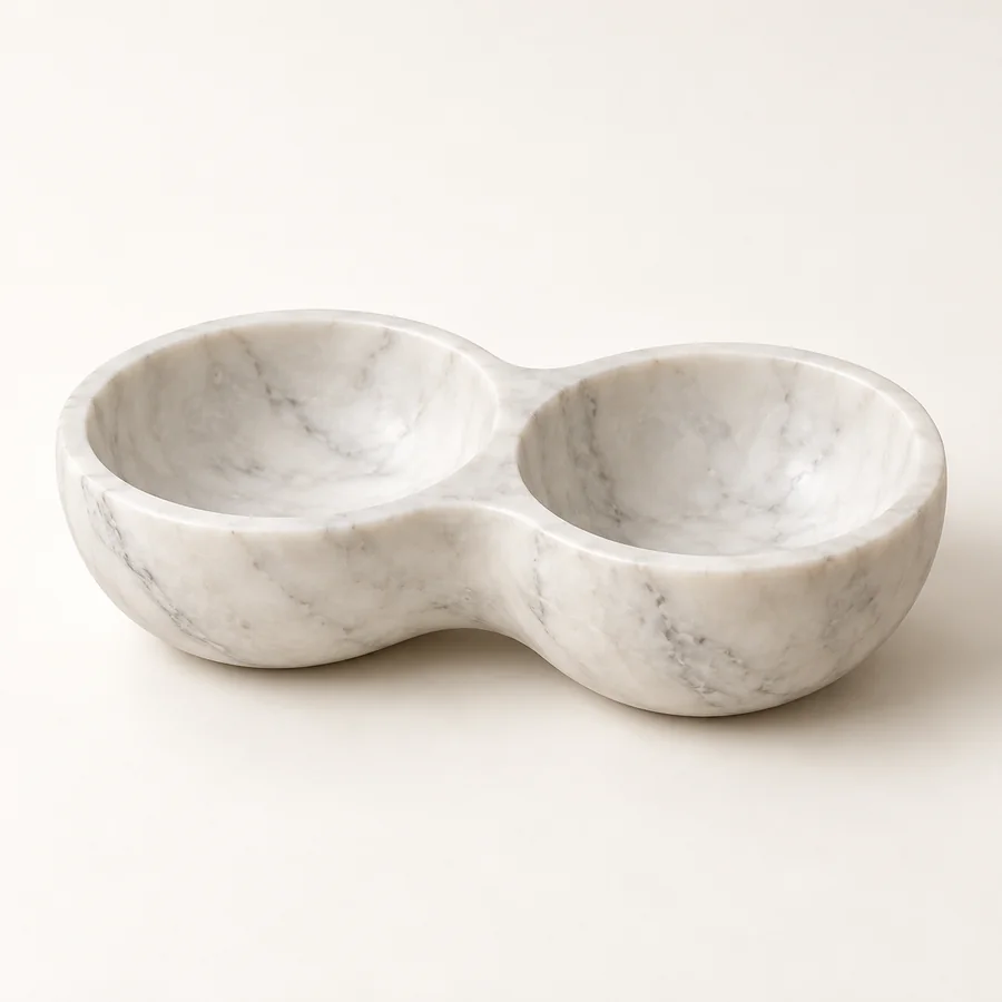 Double Scoop Marble Display Bowl