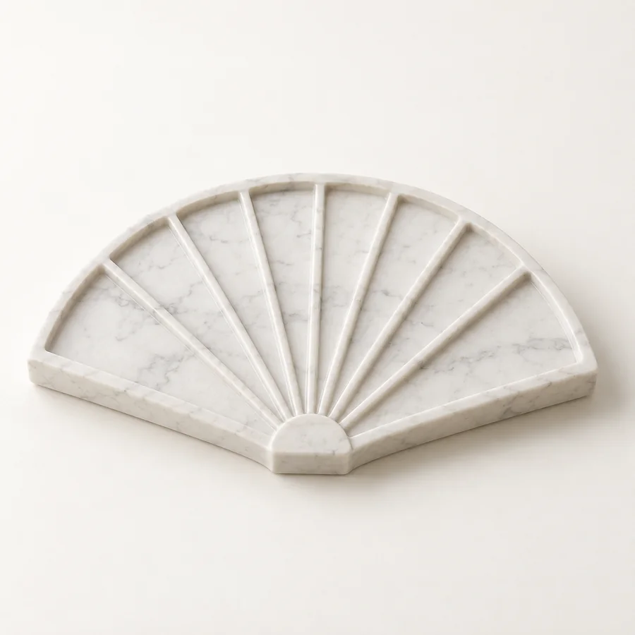 Fan Shaped Marble Dressing Tray