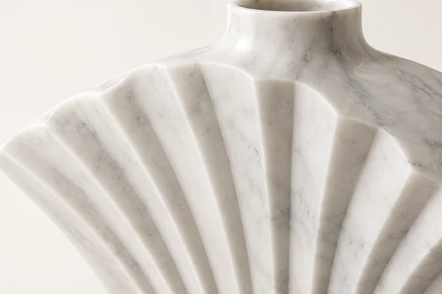 Fan Shoulder Marble Vase — close view of the wide fan shoulder