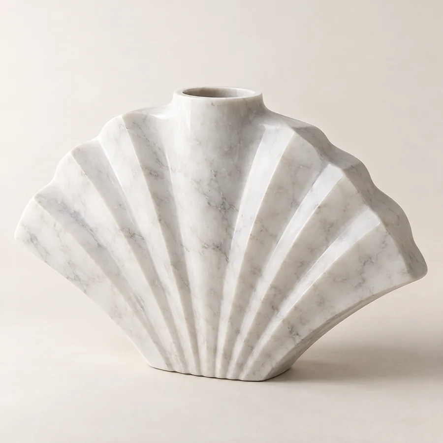 Fan Shoulder Marble Vase
