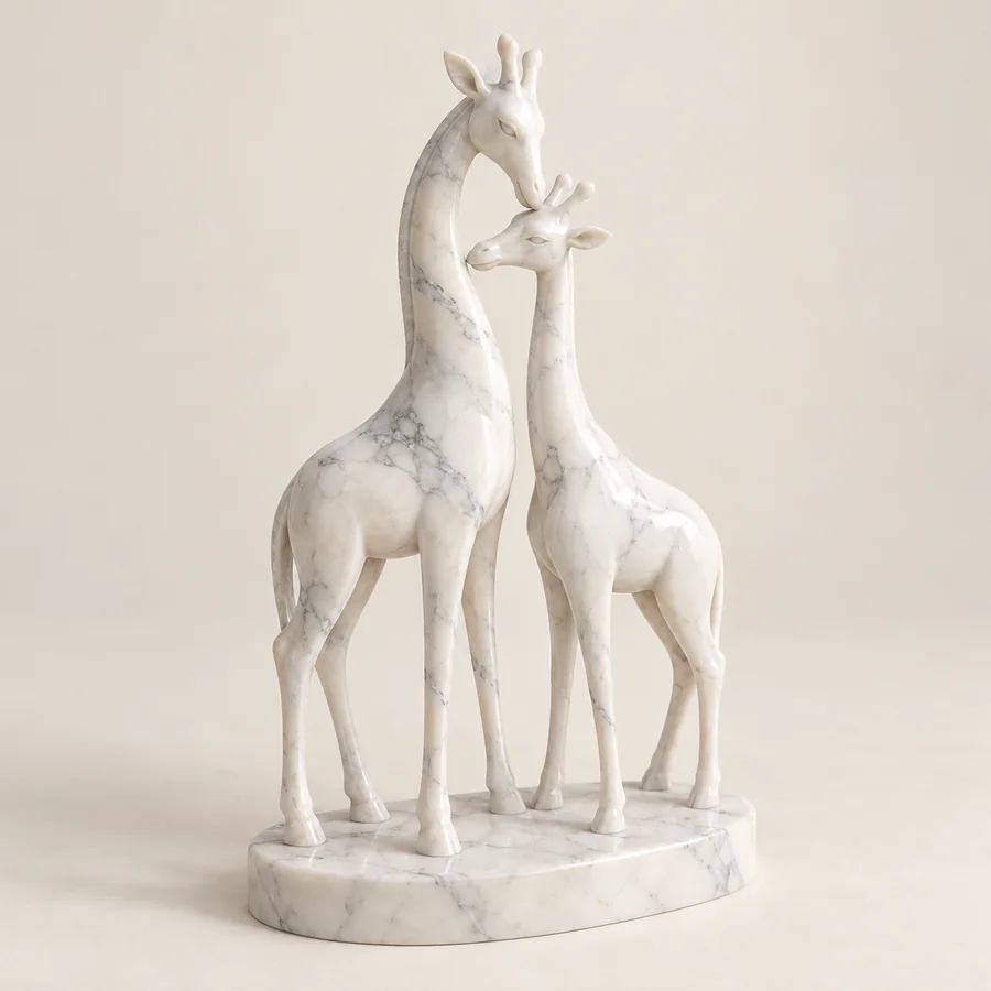 Giraffe Pair Marble Figurine
