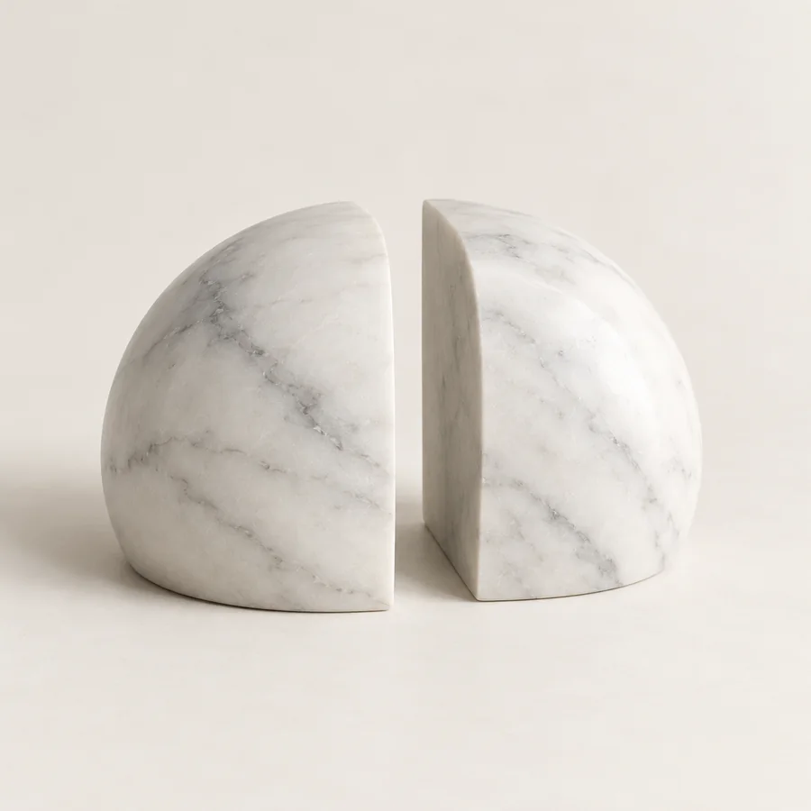 Half Sphere Marble Bookend Pair