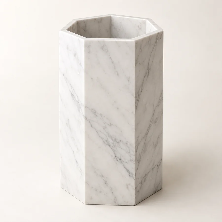 Hexagonal Column Marble Planter