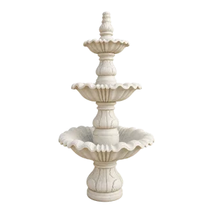 Lotus Column Three-Tier Marble Fountain