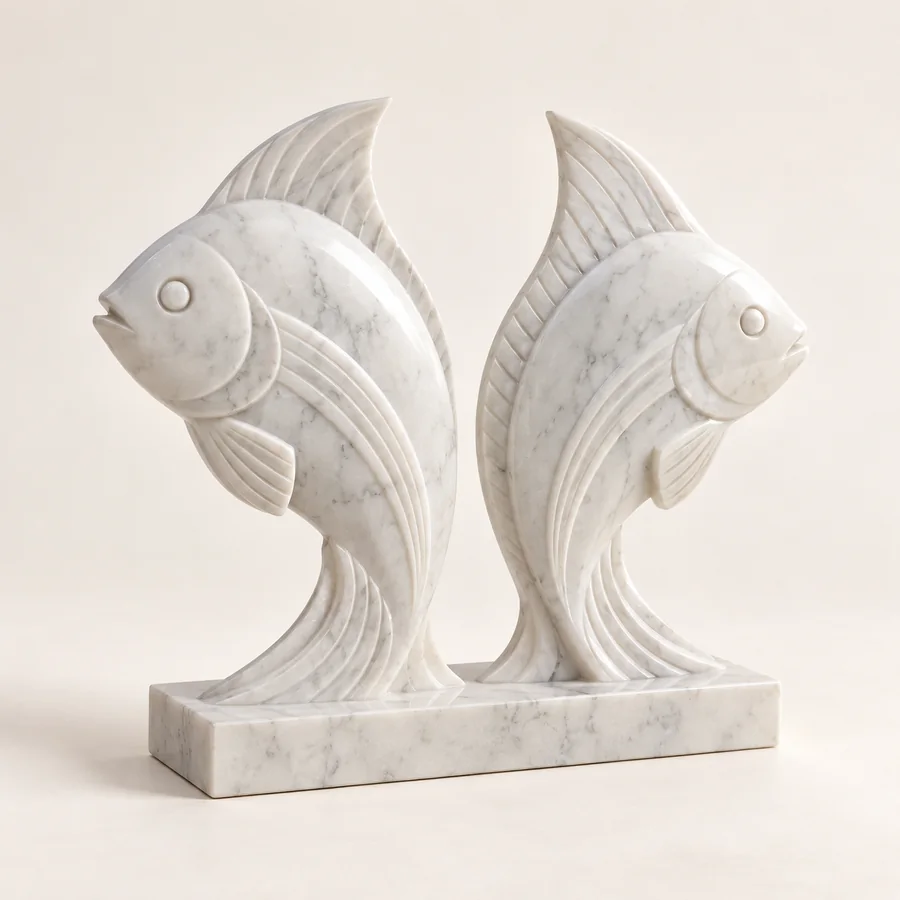 Marble Fish Pair Sculpture