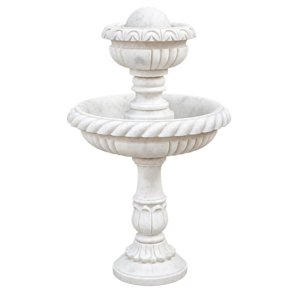 Carved White Marble Fountain with Dome Top