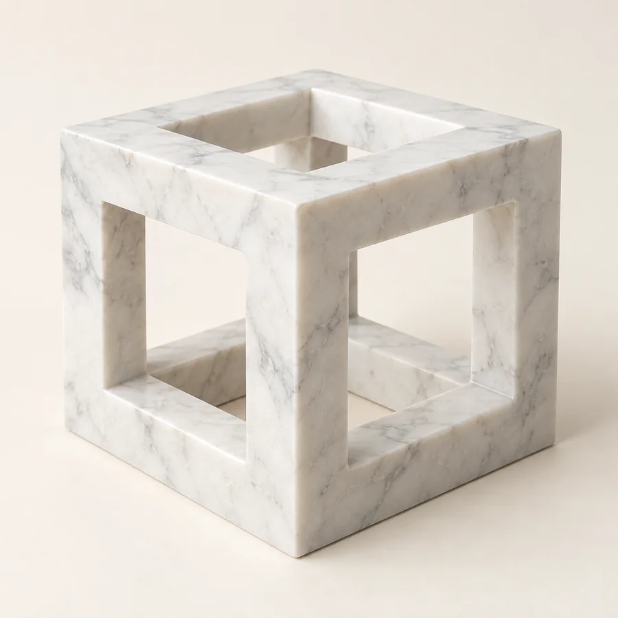 Marble Hollow Cube Display Object