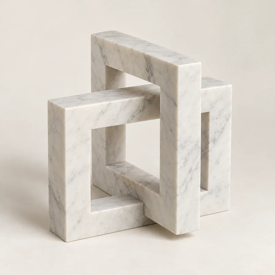 Marble Interlocked Square Sculpture