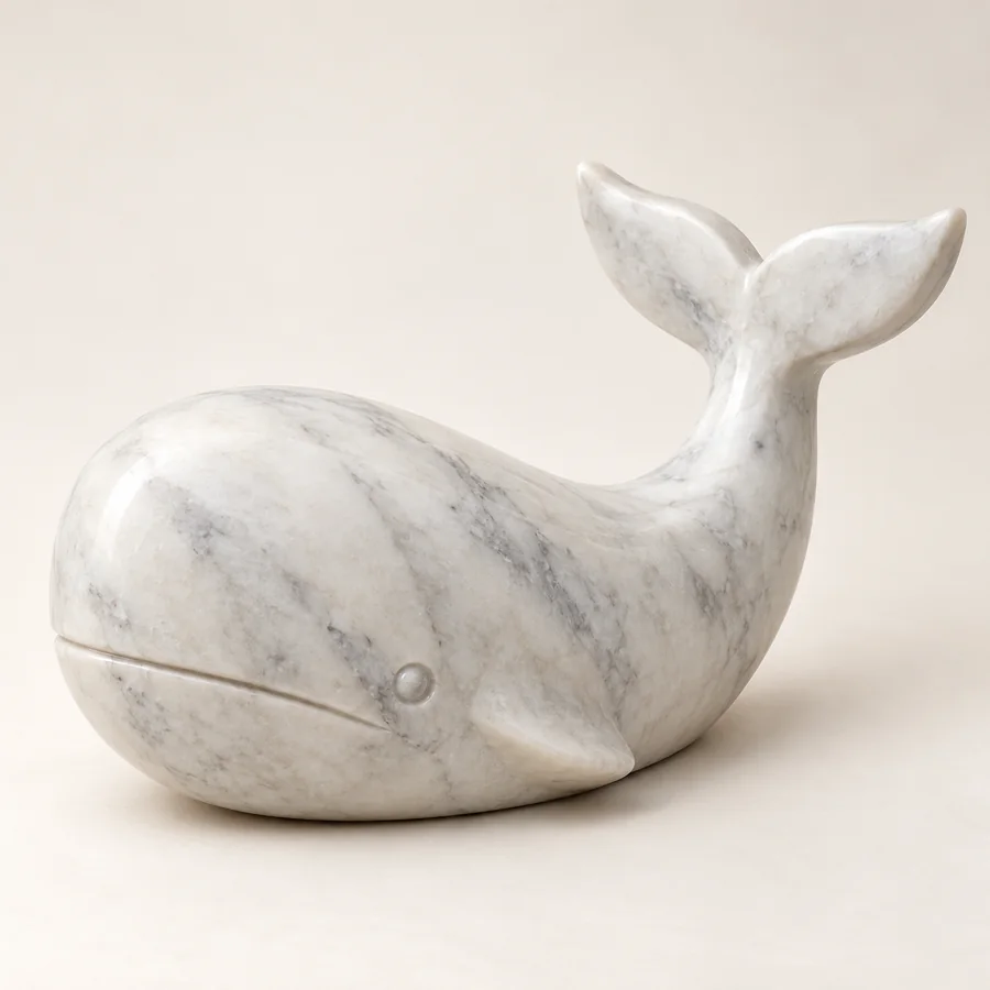 Marble Whale Shelf Figurine