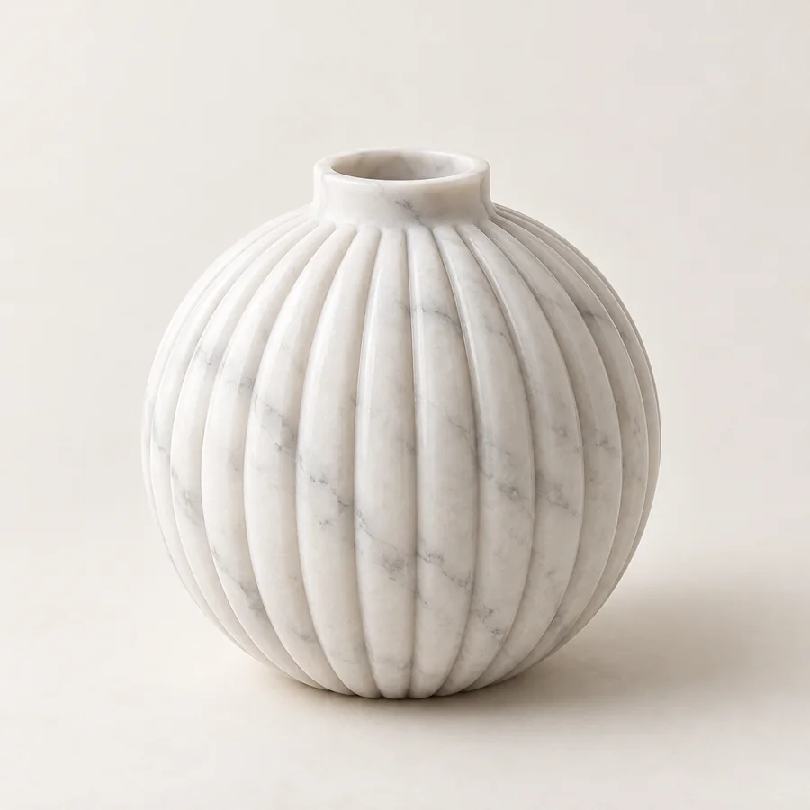 Ribbed Globe Marble Bud Vase