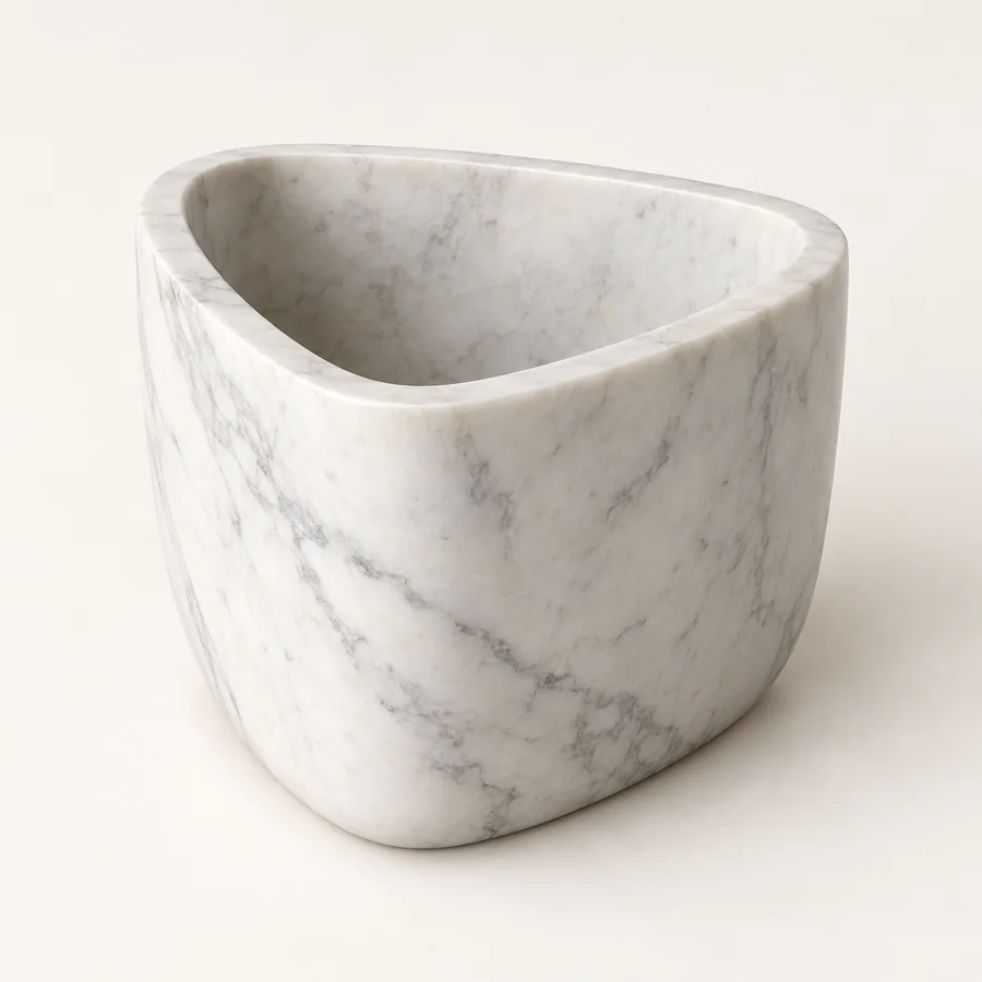 Rounded Triangle Marble Cachepot