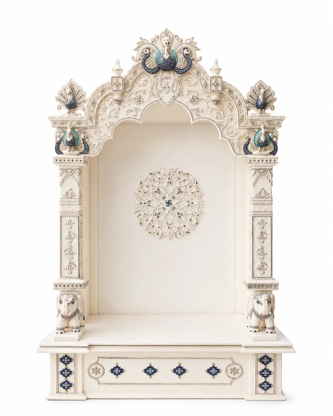 Royal Peacock Pooja Mandir with LED and Drawer