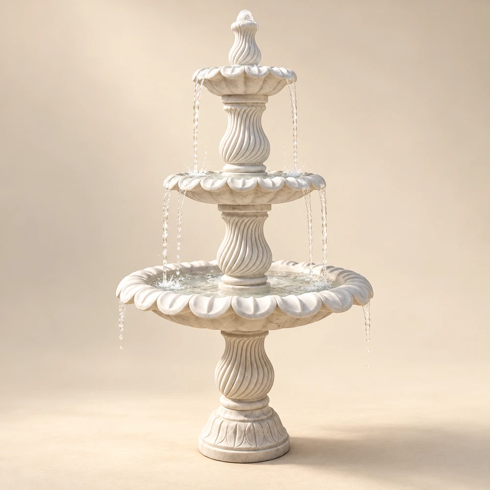 Compact Three Tier Marble Fountain Column
